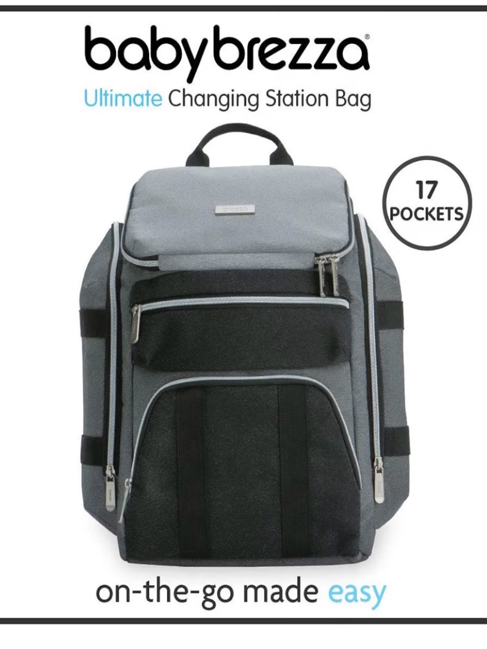 Baby Brezza Ultimate Changing Station Bag - Gray/Black